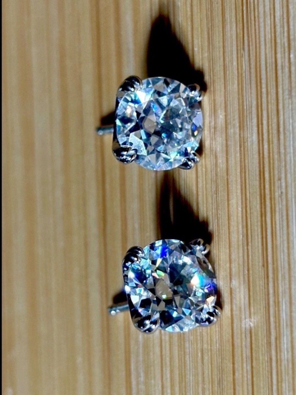 4ctw Old European Cut Moissanite studs in Argentium silver! Victorian charm! - Picture 9 of 16